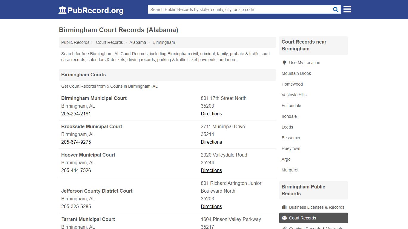 Free Birmingham Court Records (Alabama Court Records) - PubRecord.org